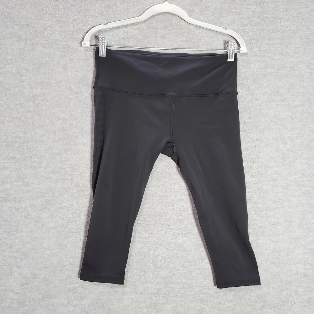 Lululemon Women Activewear Pants 10 Black Reveal Crop Legging Mesh Yoga